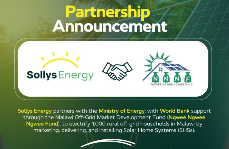 ollys Energy and World Bank Partnership announced with funding Ministry of Energy Malawi